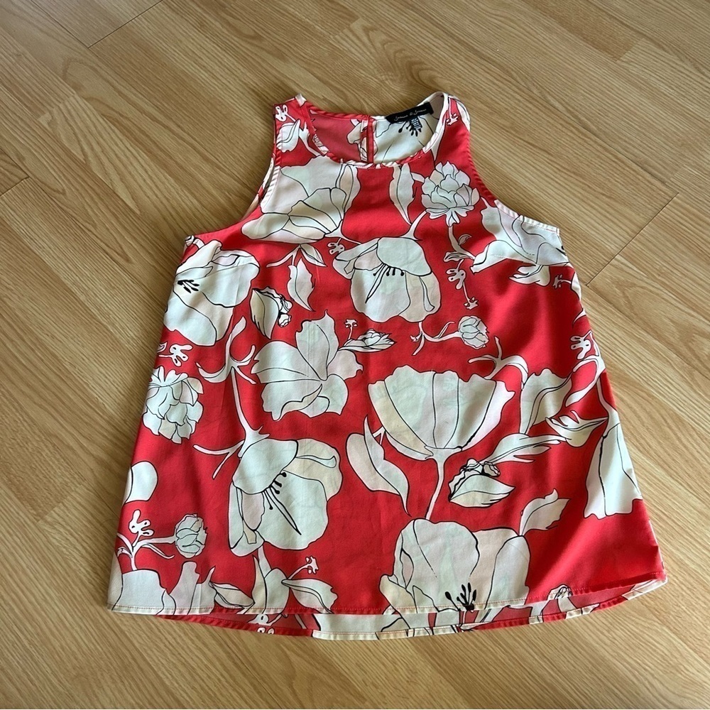 Jasmine & Juliana Coral Floral Sleeveless Blouse Medium